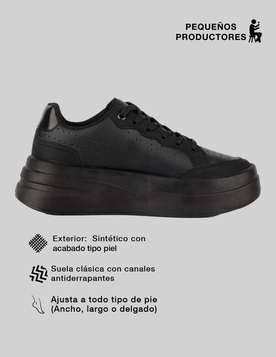 Tenis con cordones  Urban en Sintético – Negro