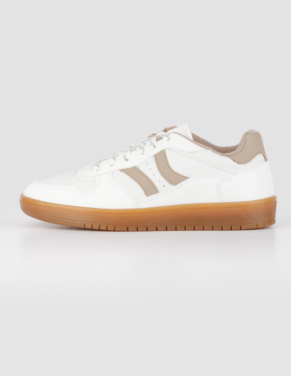 Tenis con cordones  Urban en Piel vegana – Blanco
