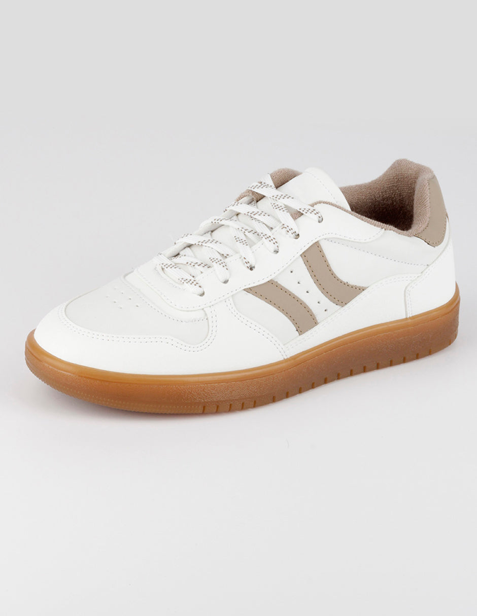 Tenis con cordones  Urban en Piel vegana – Blanco