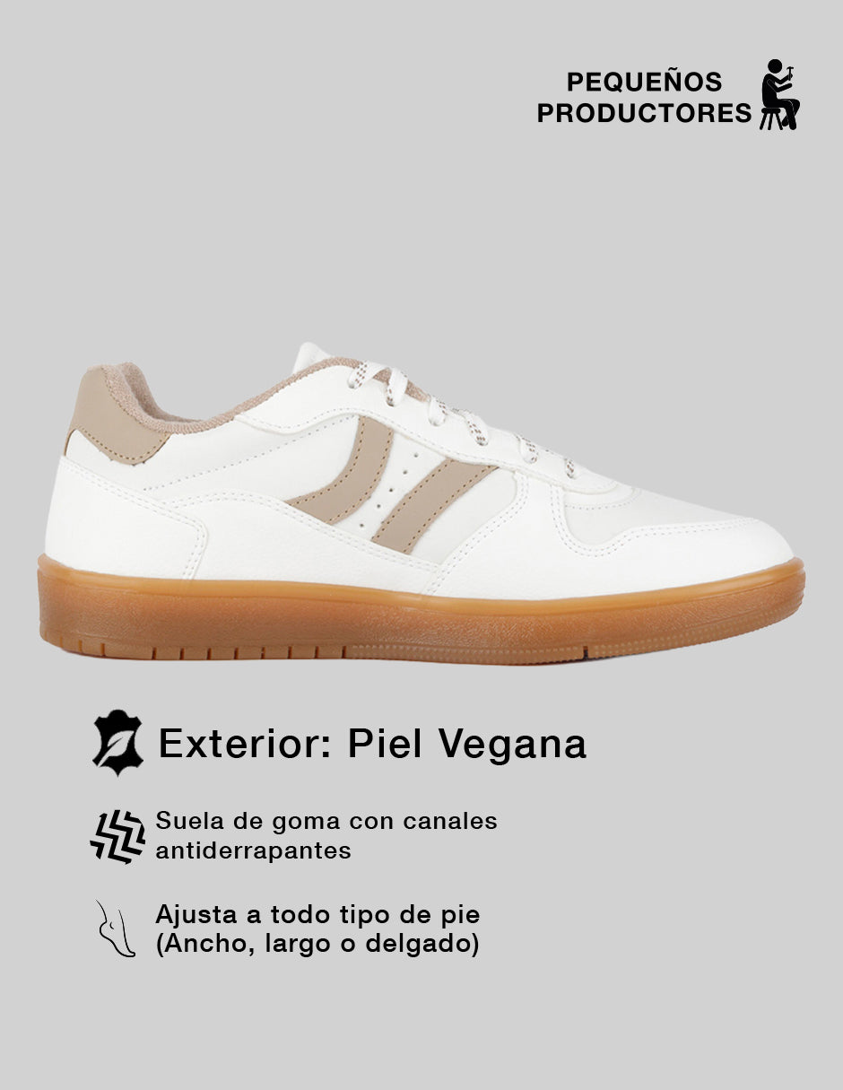 Tenis con cordones  Urban en Piel vegana – Blanco