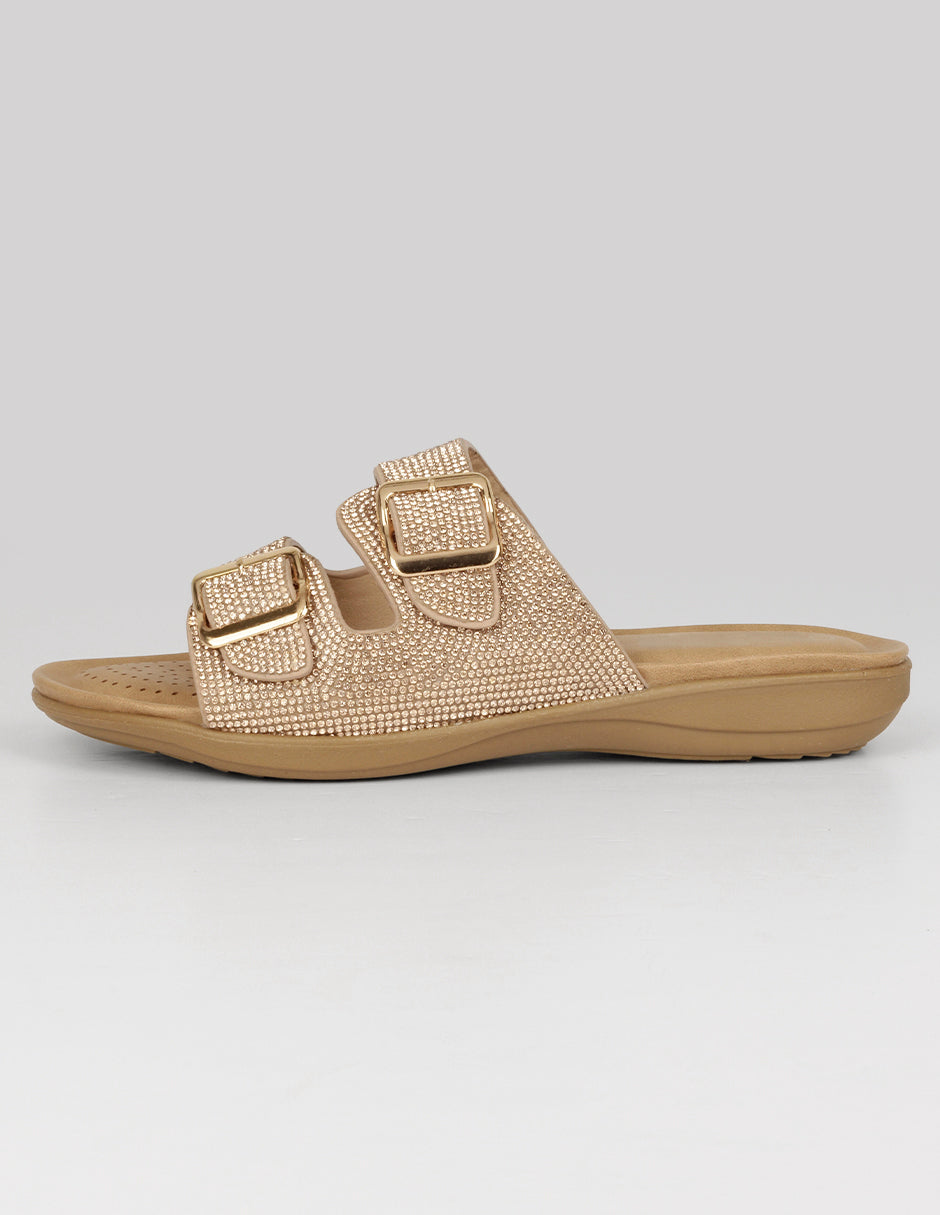 Sandalias de piso Exterior Sintético Color Dorado Para Mujer De RBCOLLECTION