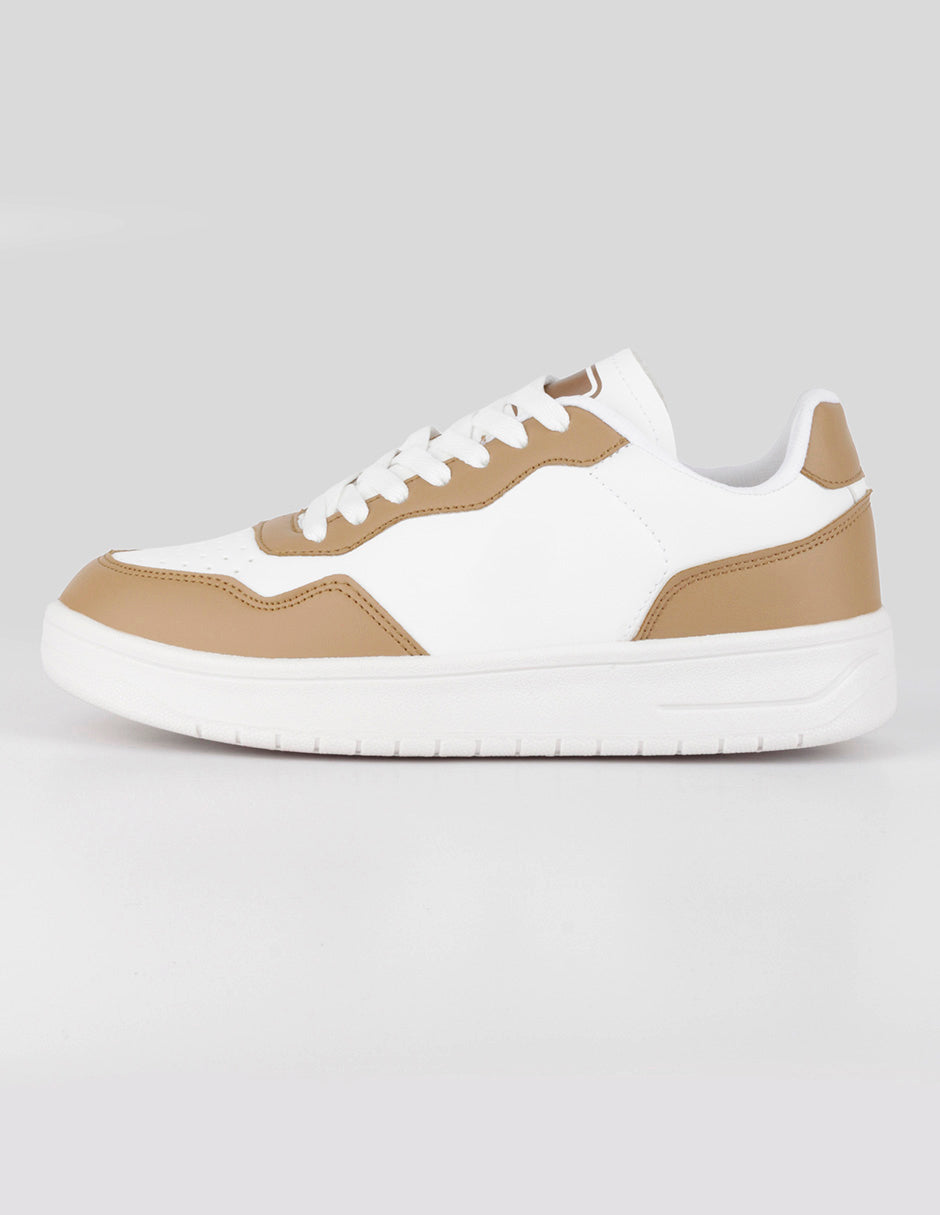 Tenis con cordones  Agle en Piel vegana – Blanco