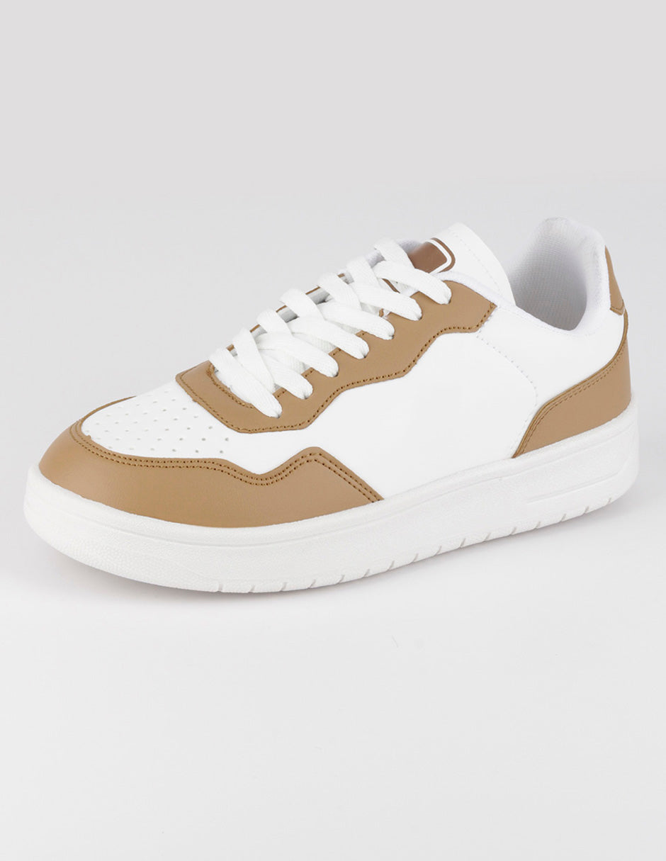 Tenis con cordones  Agle en Piel vegana – Blanco