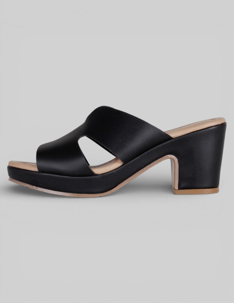 Sandalia con tacón Exterior Piel vegana Color Negro Para Mujer De RBCOLLECTION