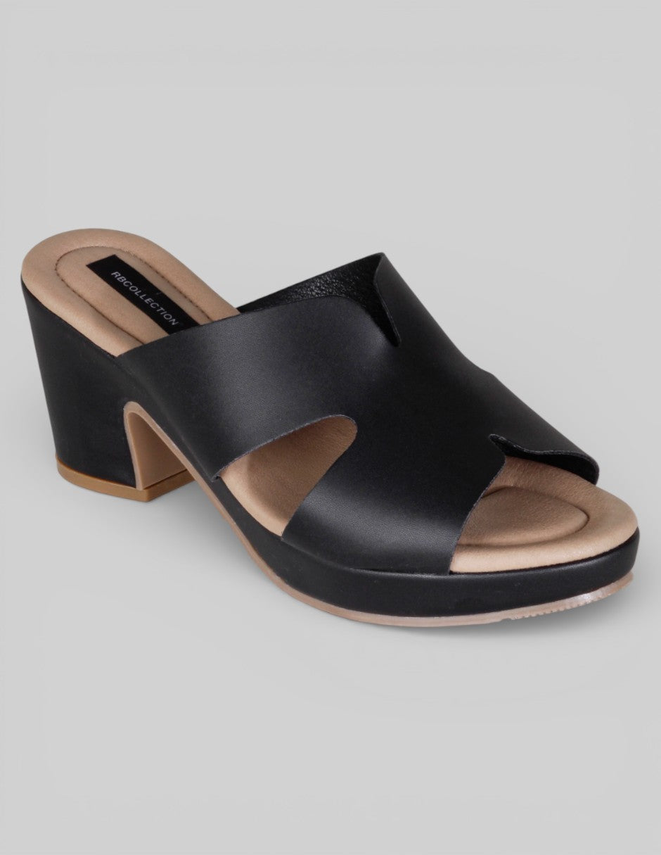 Sandalia con tacón Soft en Piel vegana – Negro