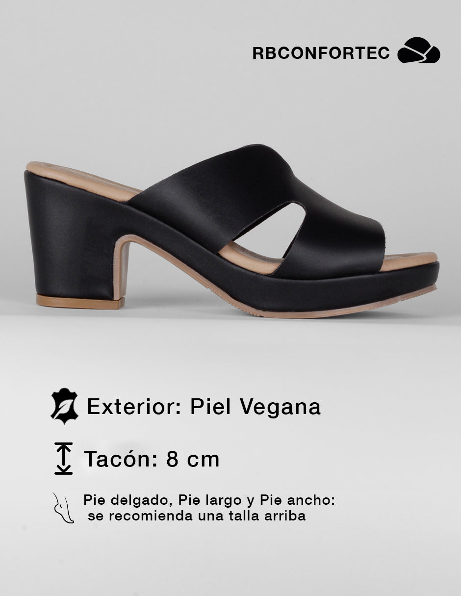 Sandalia con tacón Soft en Piel vegana – Negro