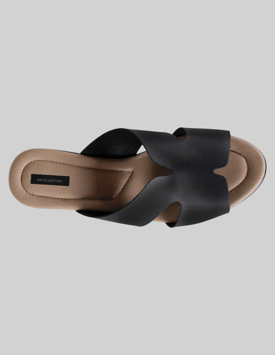 Sandalia con tacón Soft en Piel vegana – Negro