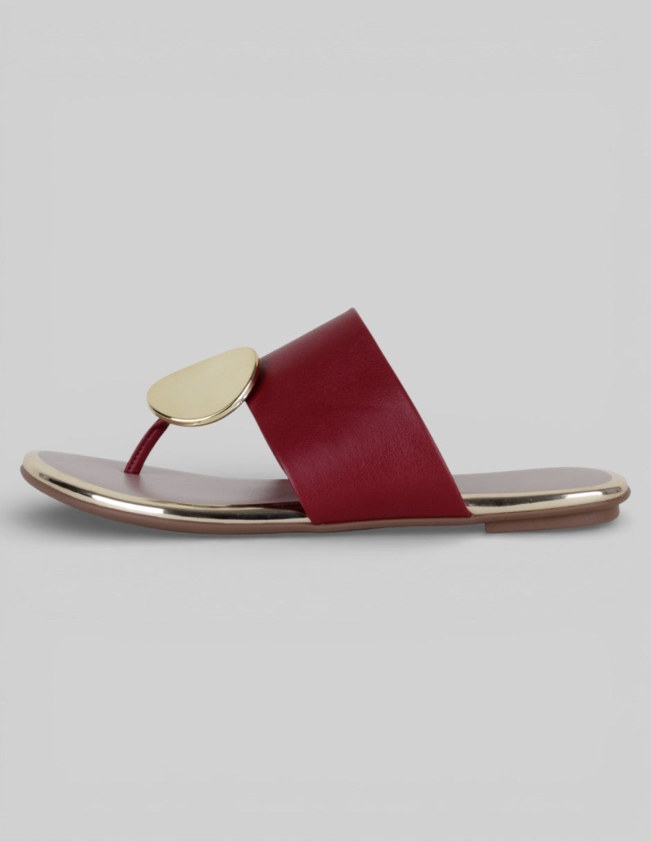 Sandalias de piso Exterior Piel vegana Color Rojo Para Mujer De RBCOLLECTION