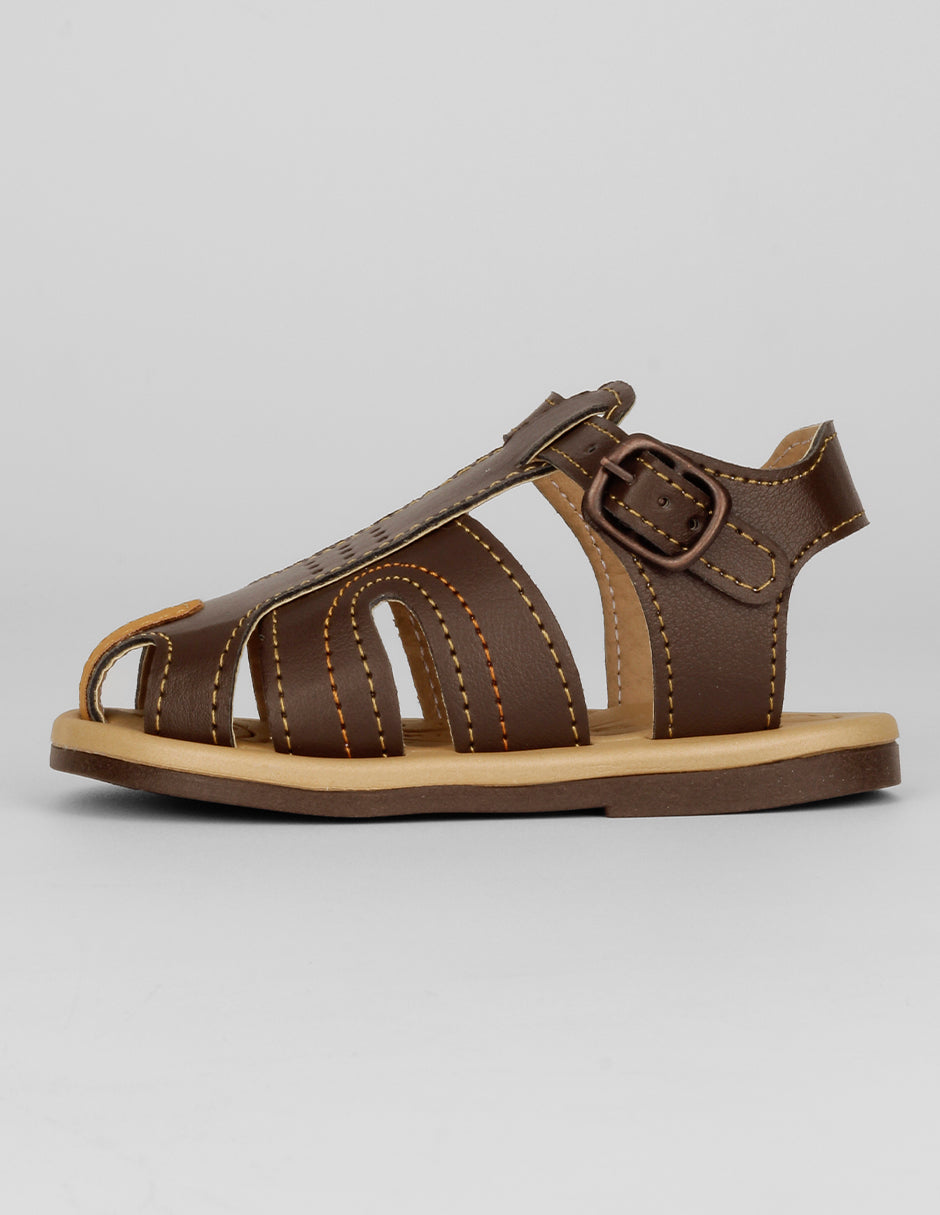 Sandalias Exterior Piel vegana Color Café Para Niño De RBCOLLECTION