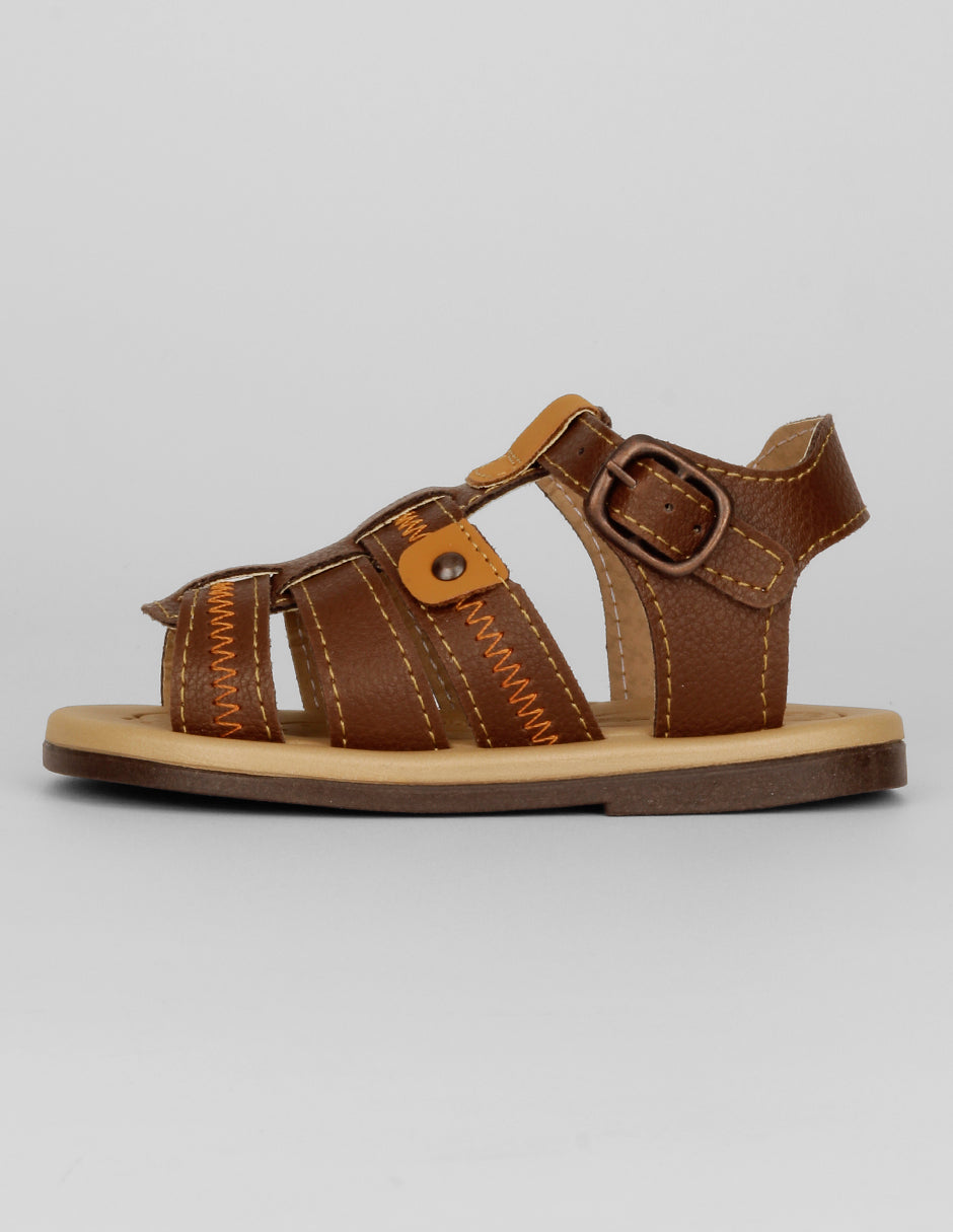 Sandalias Exterior Piel vegana Color Café Para Niño De RBCOLLECTION