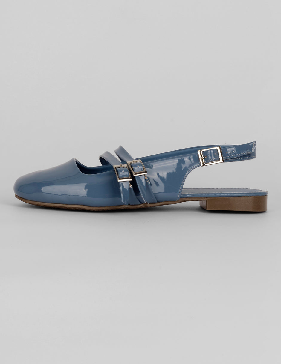 Loafers Exterior Charol Color Azul Para Mujer De RBCOLLECTION