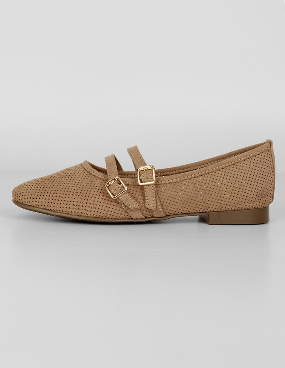 Mary jane Exterior Textil Color Café Para Mujer De RBBASICS