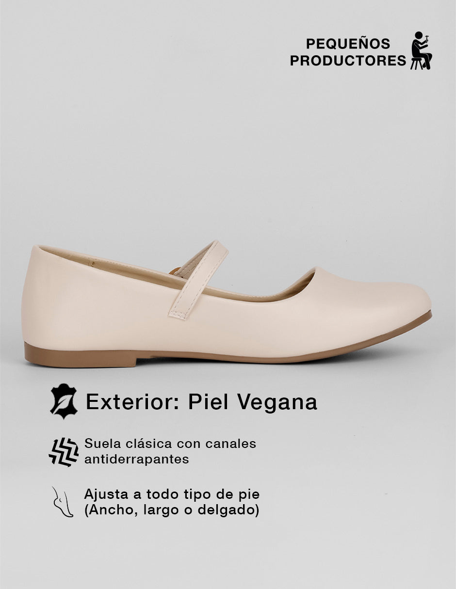 Mary jane Darling en Piel vegana – Latte