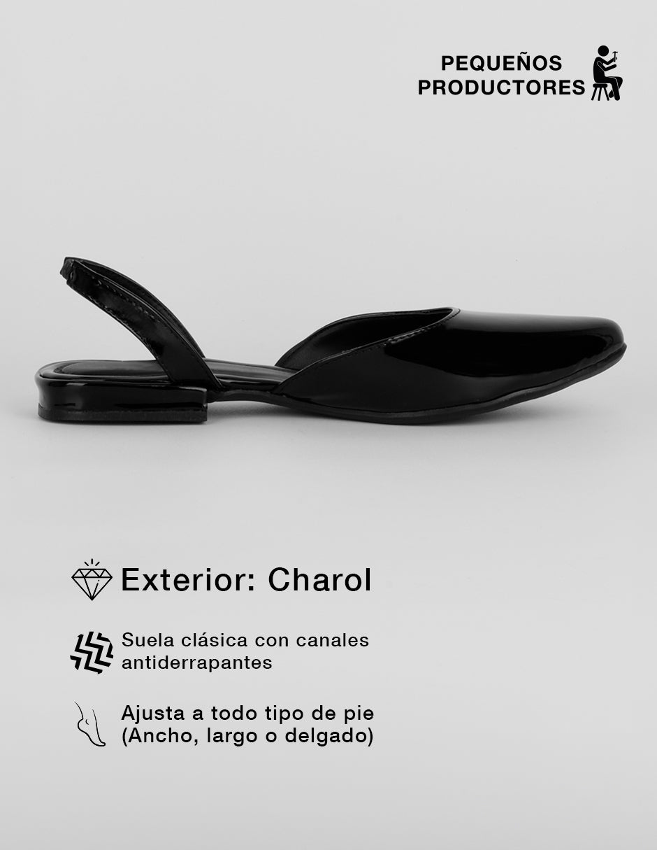 Flats clásicas Onne en Charol – Negro
