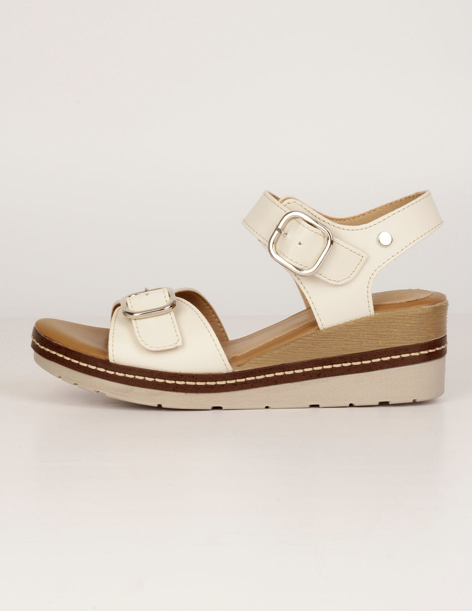 Sandalias con plataforma Exterior Piel vegana Color Beige Para Mujer De RBCOLLECTION