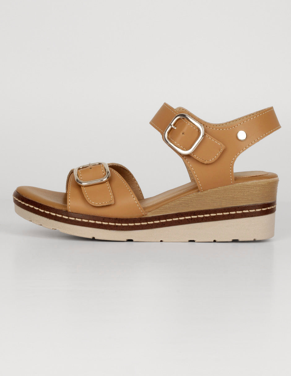 Sandalias con plataforma Exterior Piel vegana Color Café Para Mujer De RBCOLLECTION