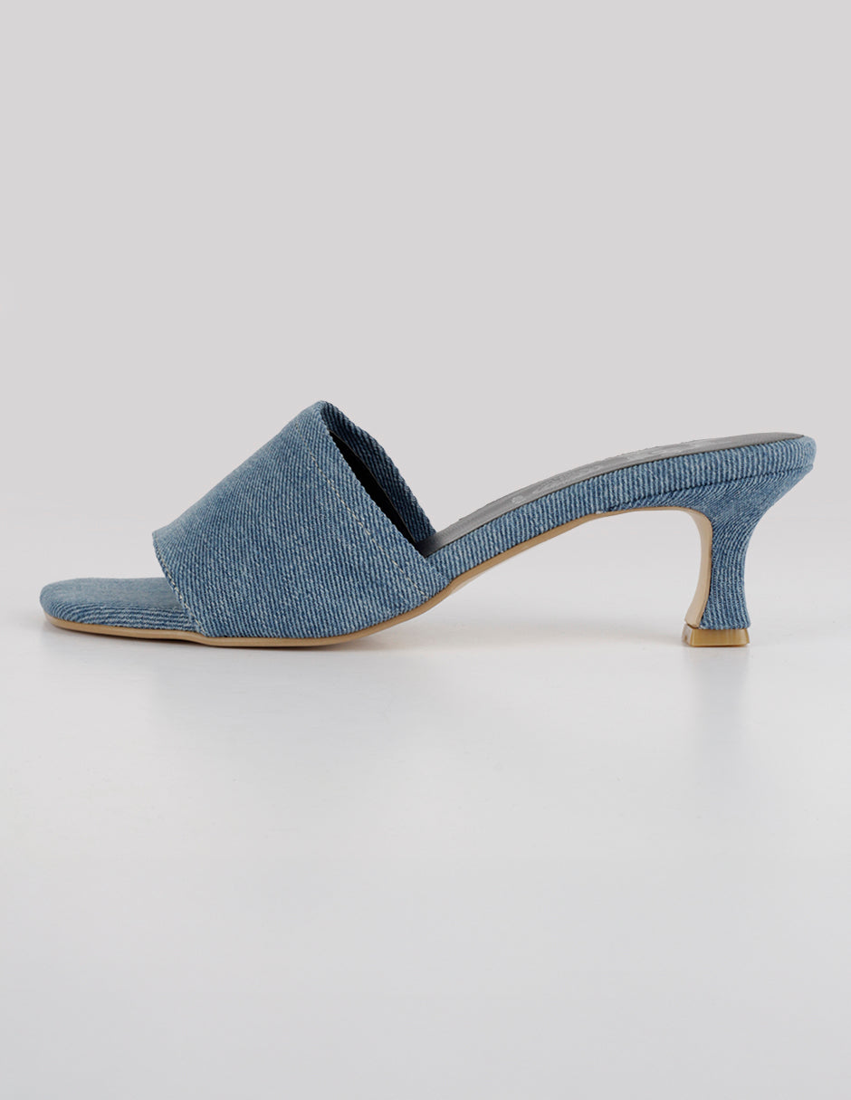 Sandalia con tacón Ave en Textil – Azul