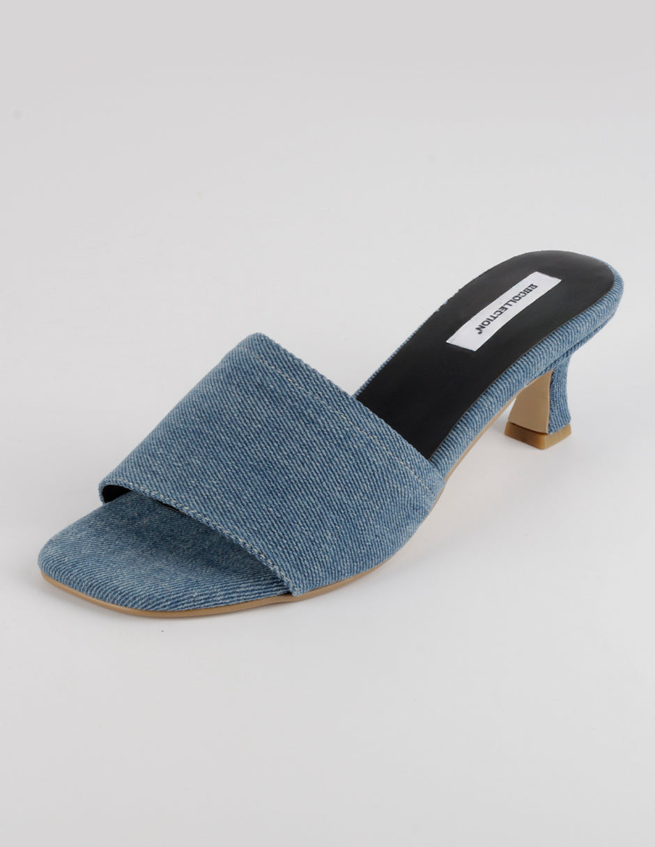 Sandalia con tacón Ave en Textil – Azul