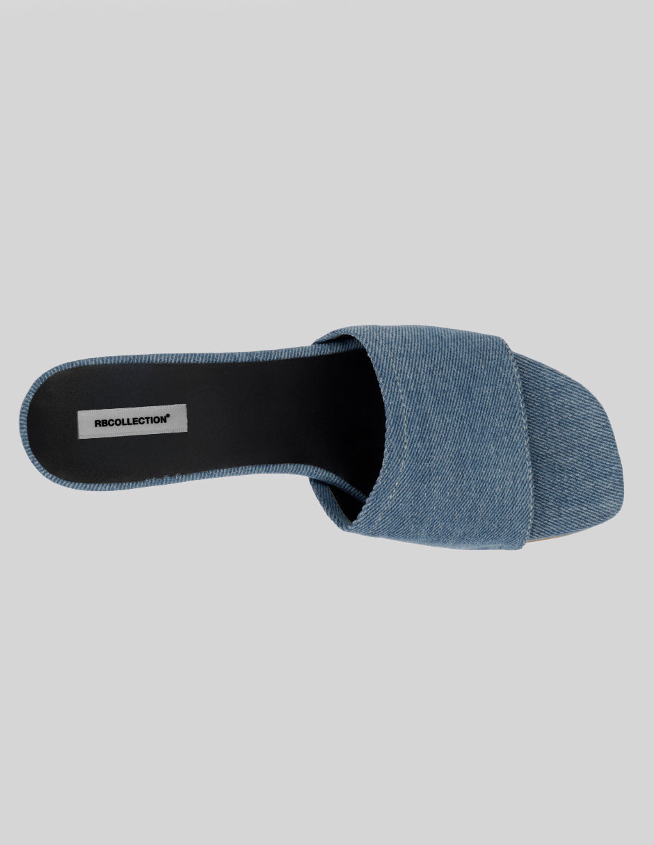Sandalia con tacón Ave en Textil – Azul