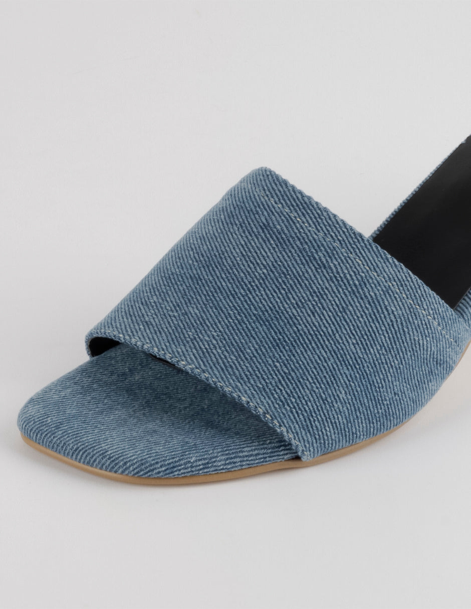 Sandalia con tacón Ave en Textil – Azul