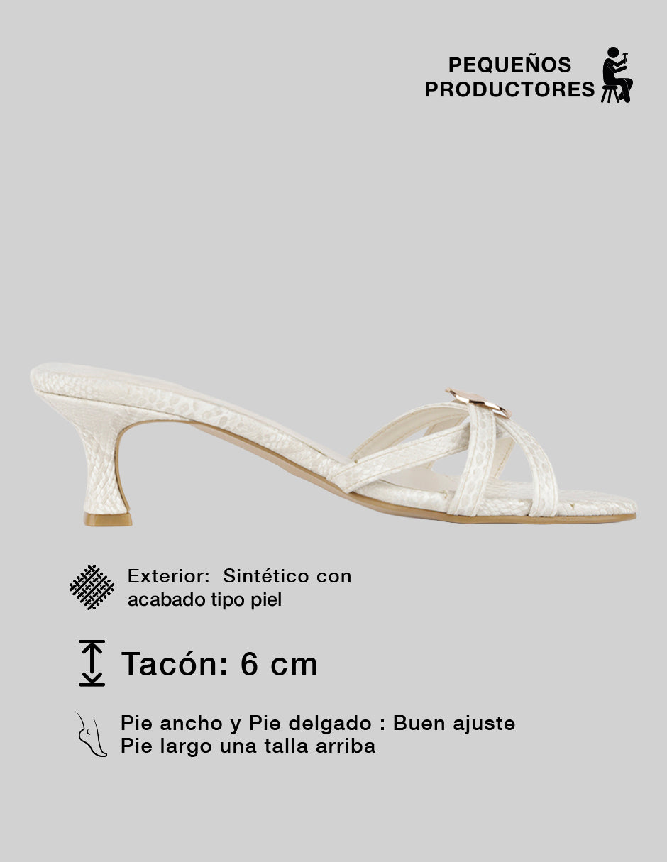 Sandalia con tacón Ave en Sintético – Beige