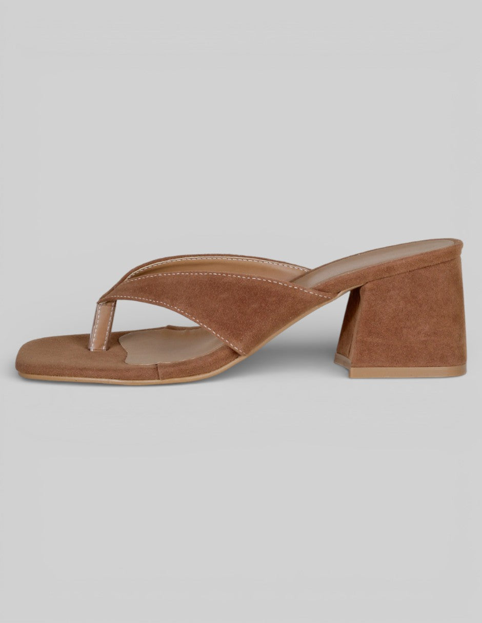Sandalia con tacón Exterior Textil Color Café Para Mujer De RBCOLLECTION