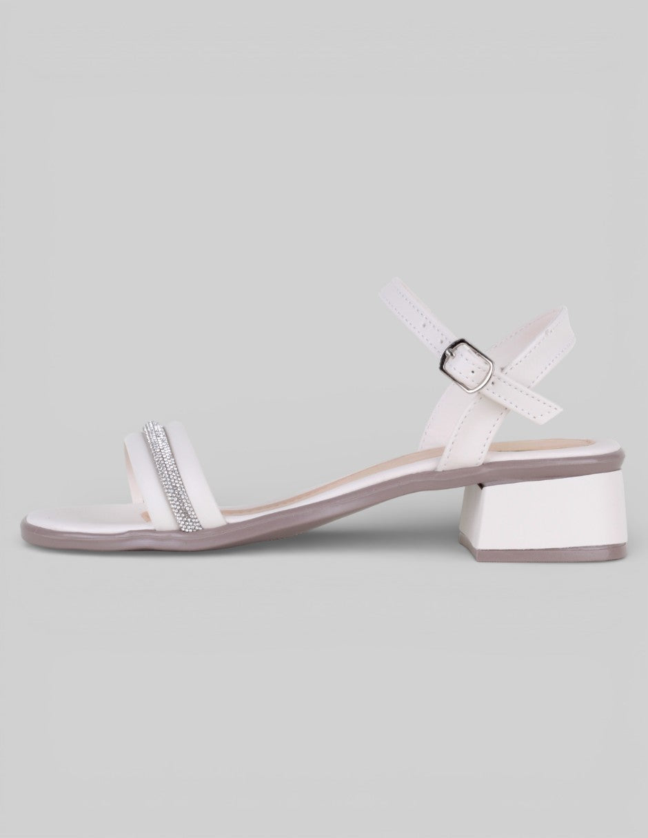 Sandalia con tacón Exterior Piel vegana Color Blanco Para Mujer De RBCOLLECTION