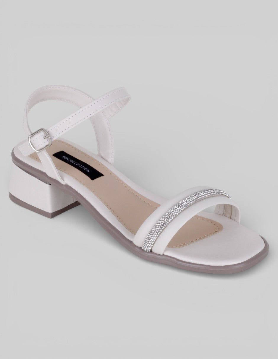 Sandalia con tacón Stela en Piel vegana – Blanco