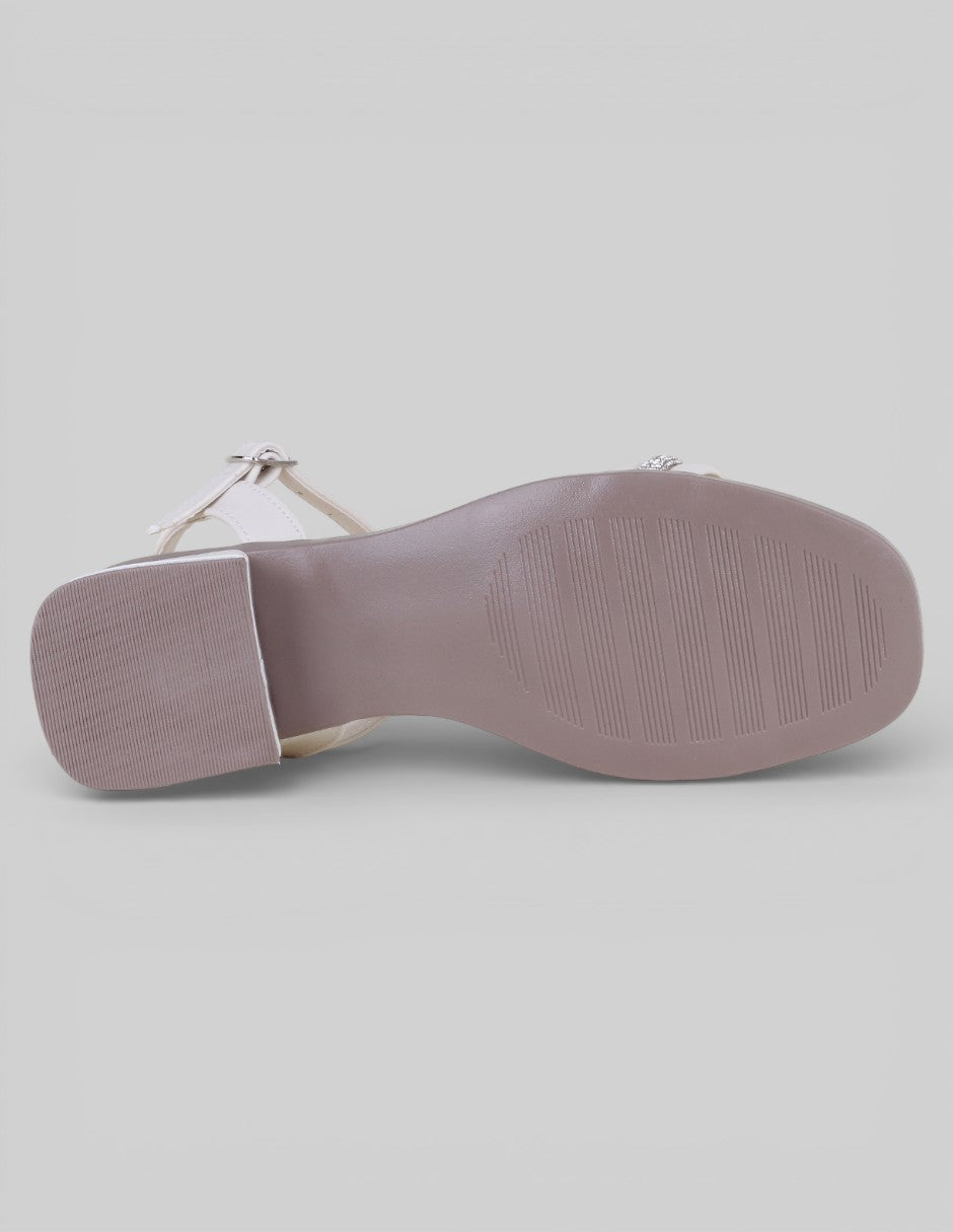 Sandalia con tacón Stela en Piel vegana – Blanco