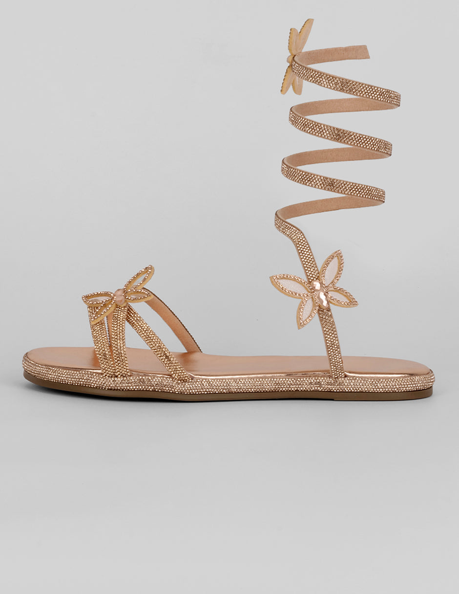 Sandalias de piso Exterior Sintético Color Dorado Para Mujer De RBCOLLECTION