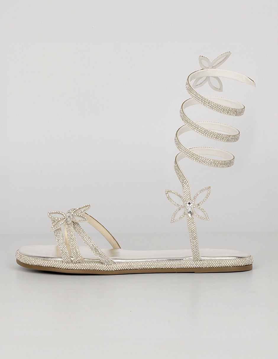 Sandalias de piso Exterior Sintético Color Plata Para Mujer De RBCOLLECTION