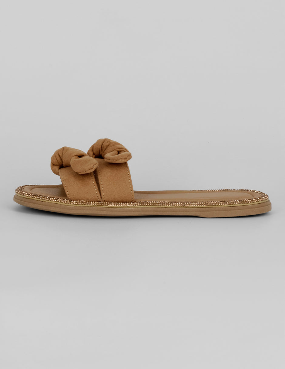 Sandalias de piso Exterior Gamuza Color Café Para Mujer De RBCOLLECTION