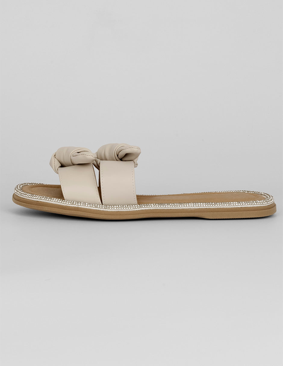 Sandalias de piso Exterior Piel vegana Color Beige Para Mujer De RBCOLLECTION