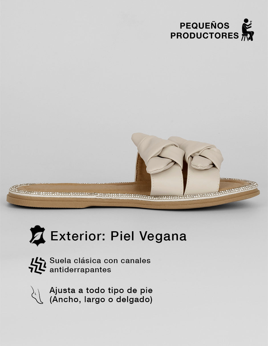 Sandalias de piso Soft en Piel vegana – Beige