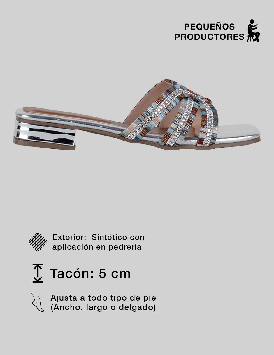 Sandalia con tacón Sirelle en Sintético – Plata
