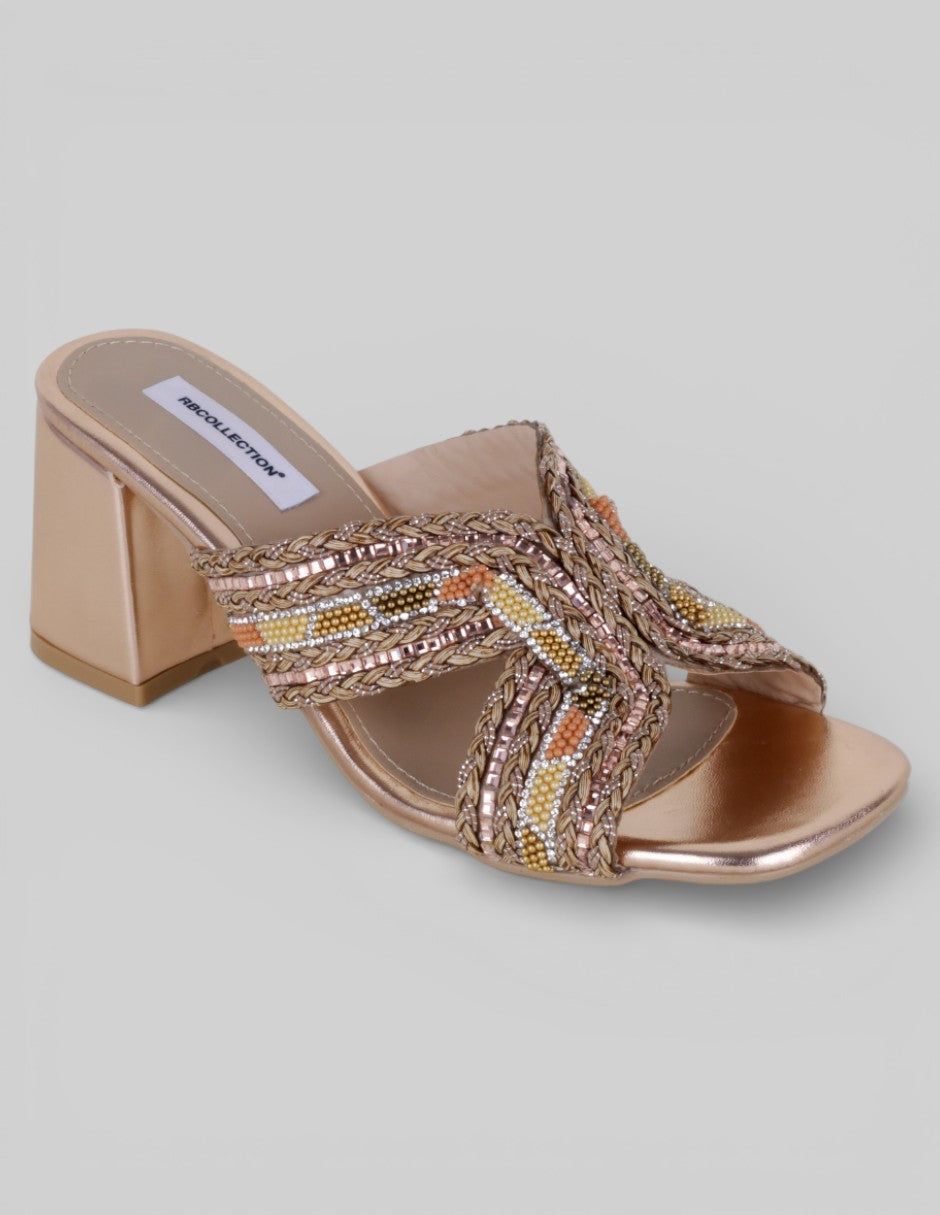 Sandalia con tacón Sirelle en Sintético – Dorado