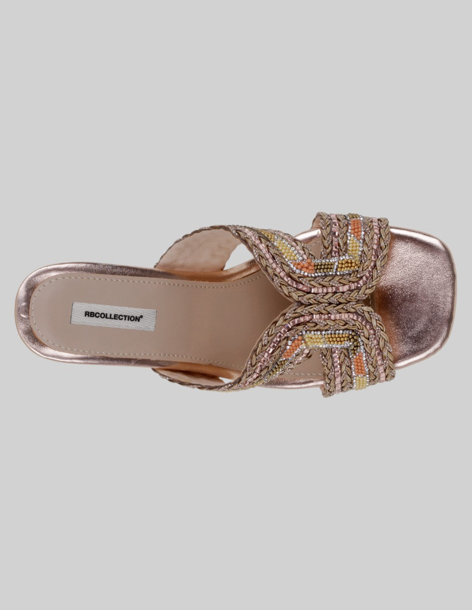 Sandalia con tacón Sirelle en Sintético – Dorado
