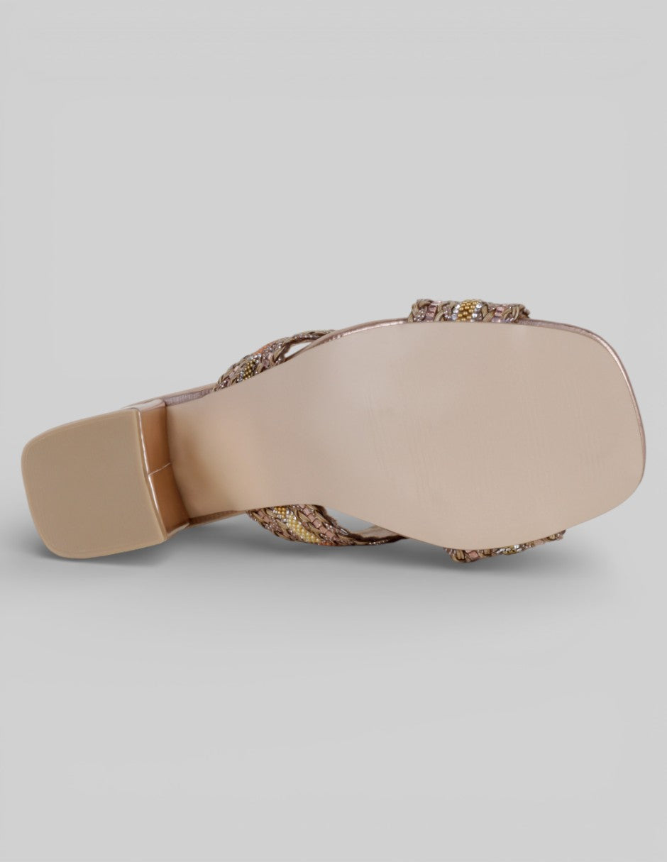 Sandalia con tacón Sirelle en Sintético – Dorado