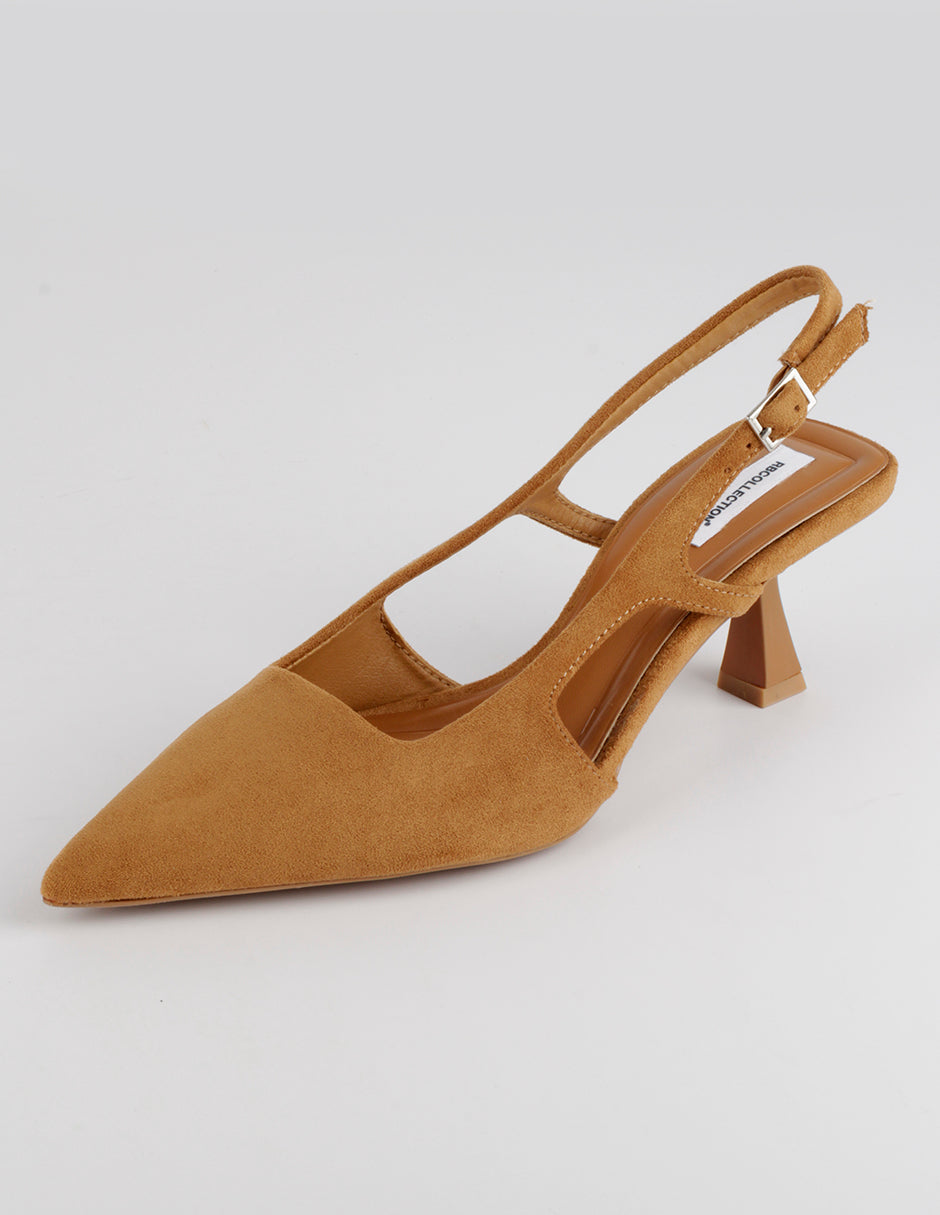 Zapatillas Slingback en Gamuza – Café