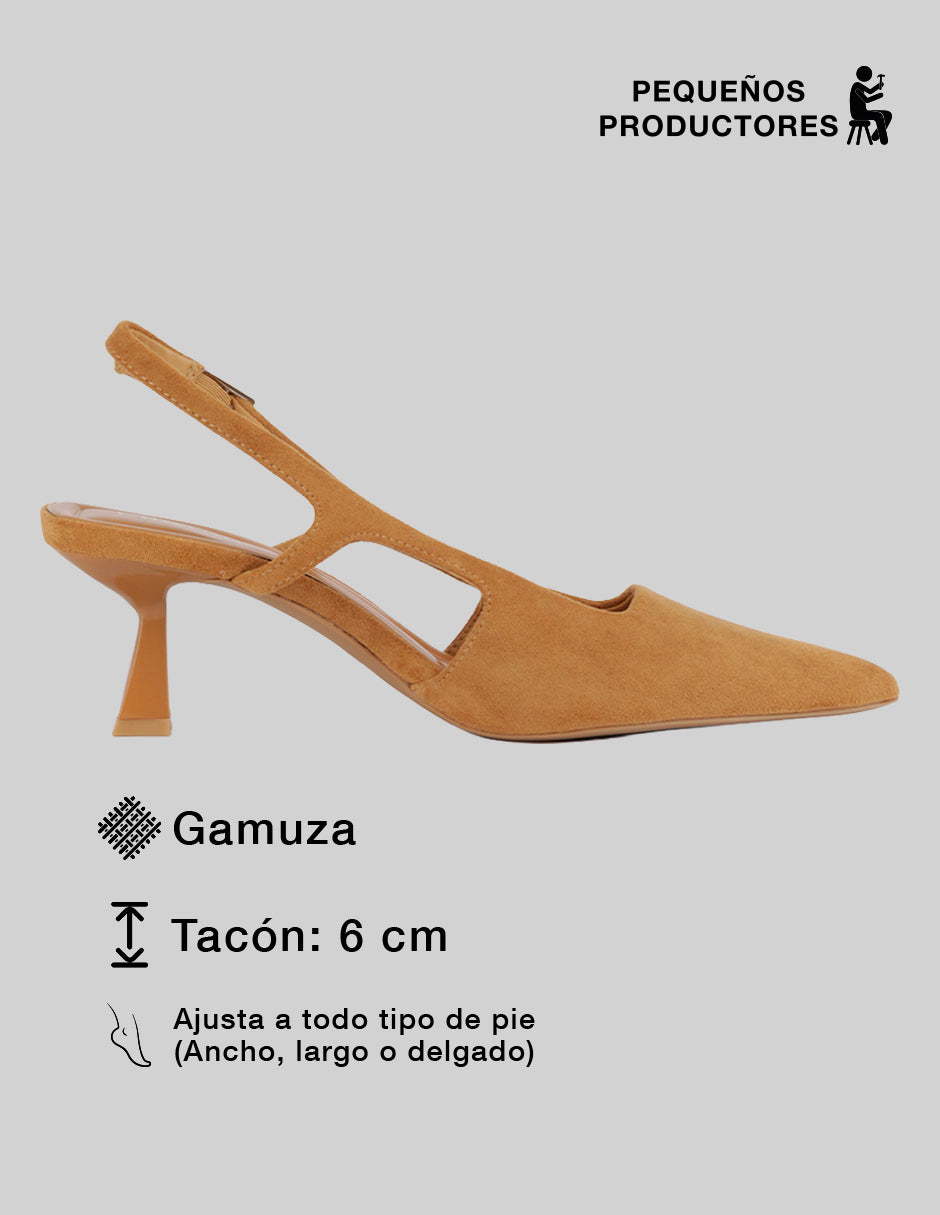 Zapatillas Slingback en Gamuza – Café