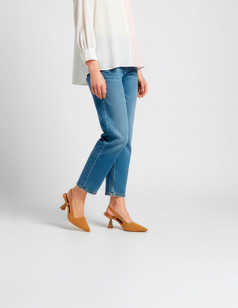 Zapatillas Slingback en Gamuza – Café