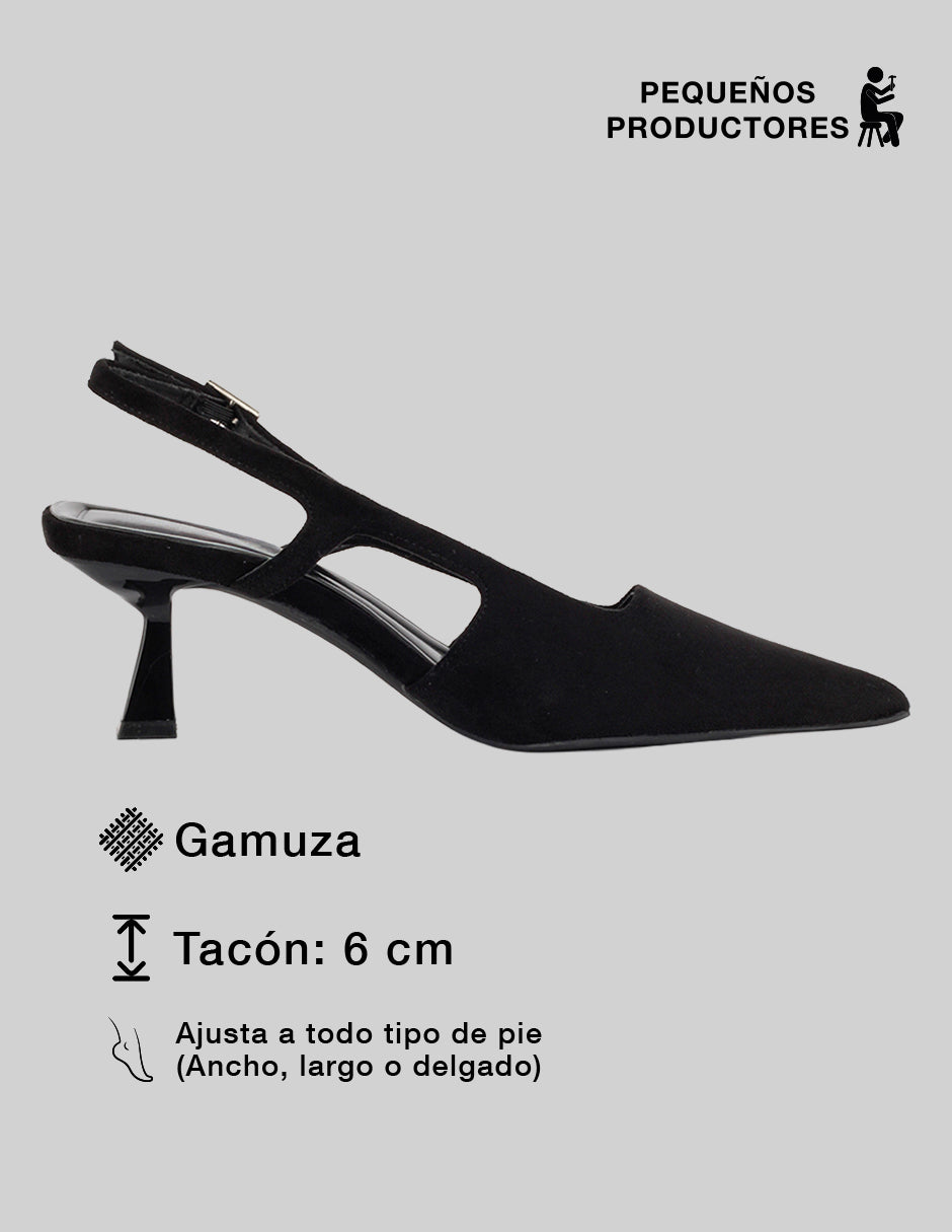 Zapatillas Slingback en Gamuza – Negro