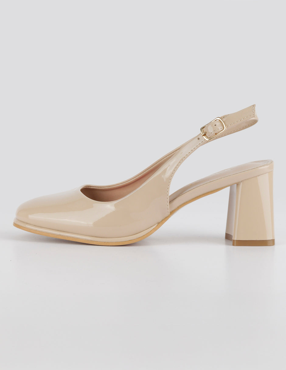 Zapatillas Slingback en Charol – Beige