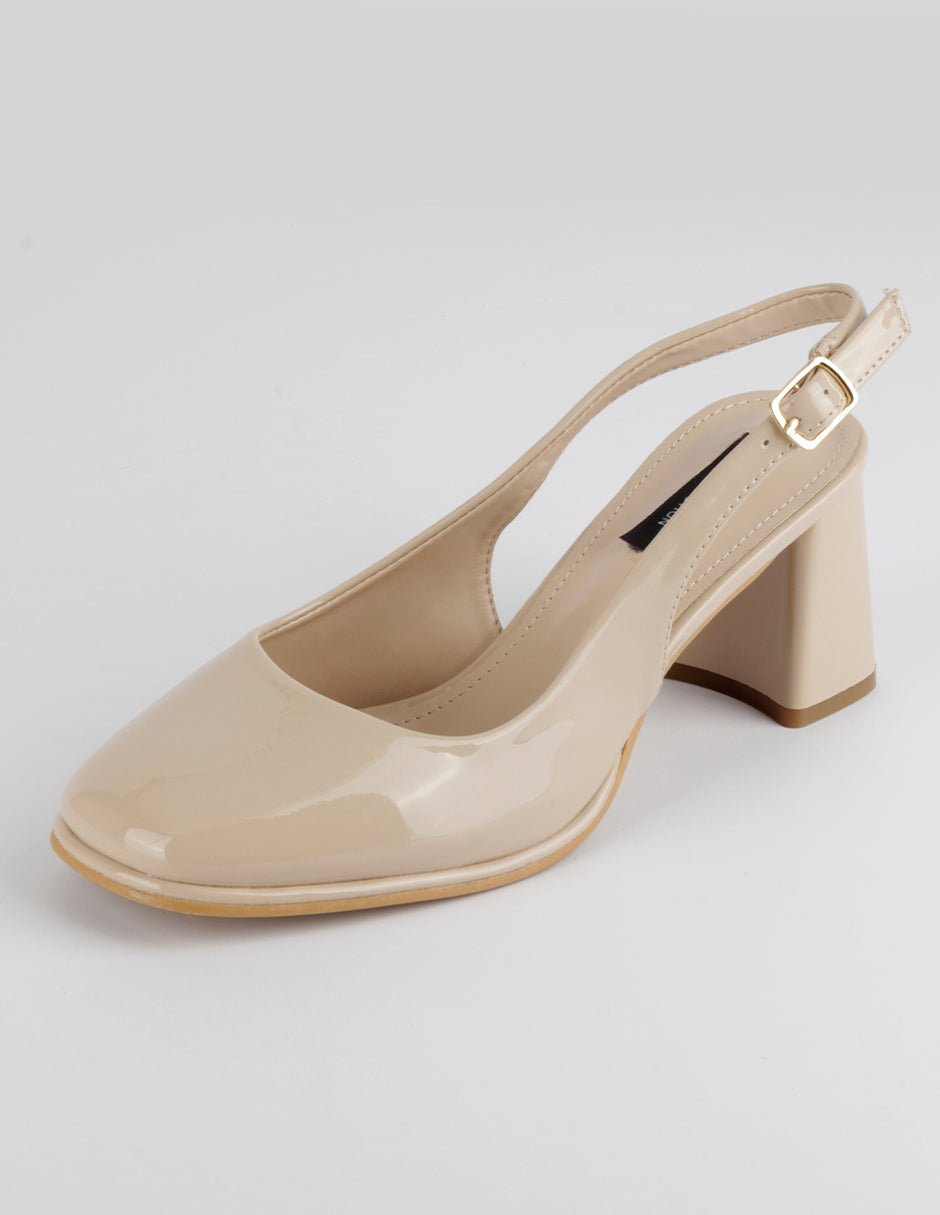 Zapatillas Slingback en Charol – Beige