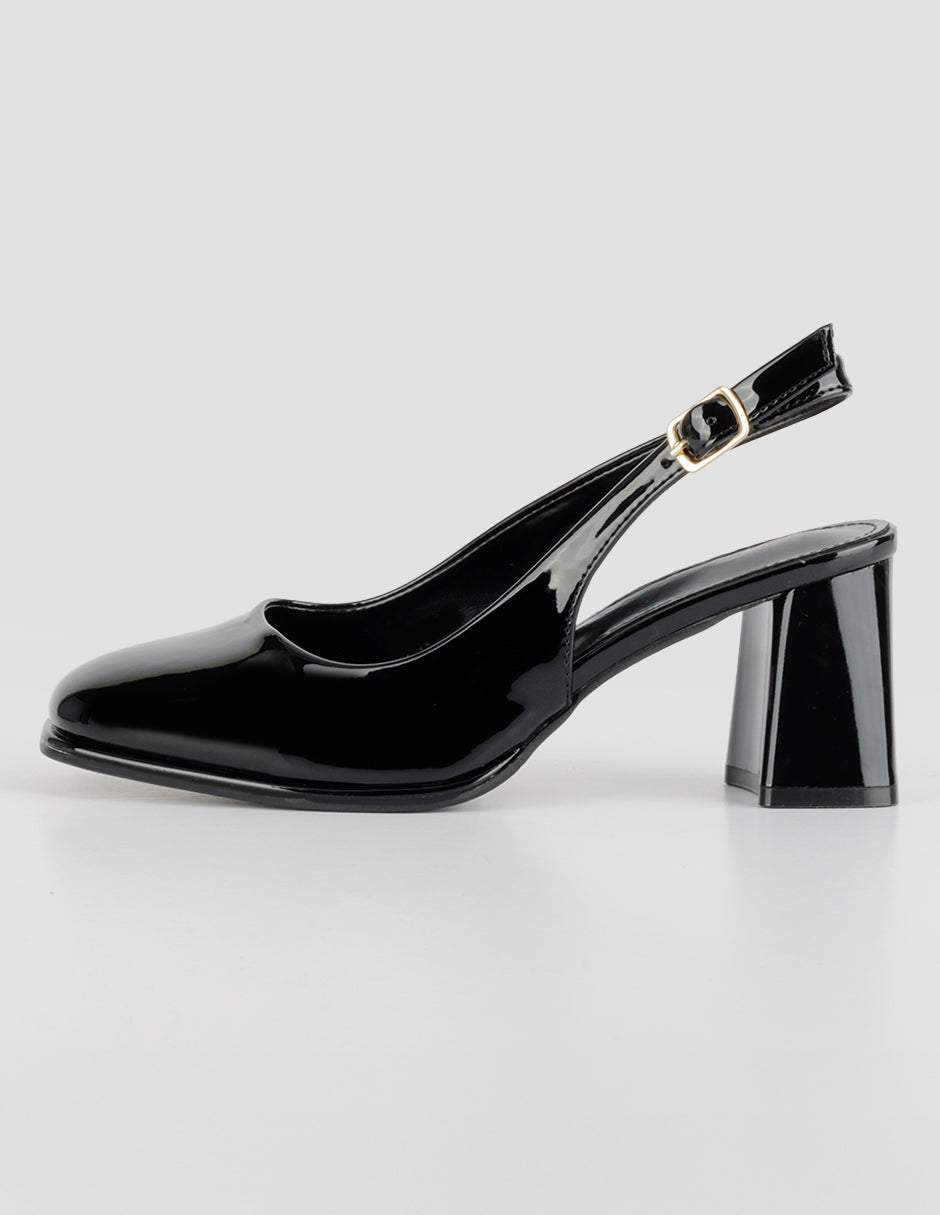 Zapatillas Slingback en Charol – Negro