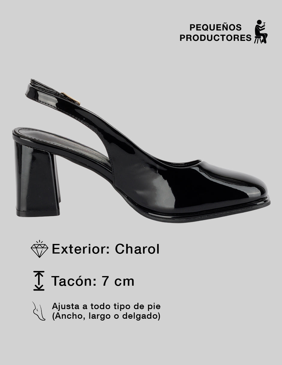 Zapatillas Slingback en Charol – Negro