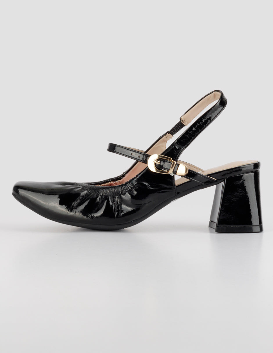 Zapatillas Slingback en Charol – Negro