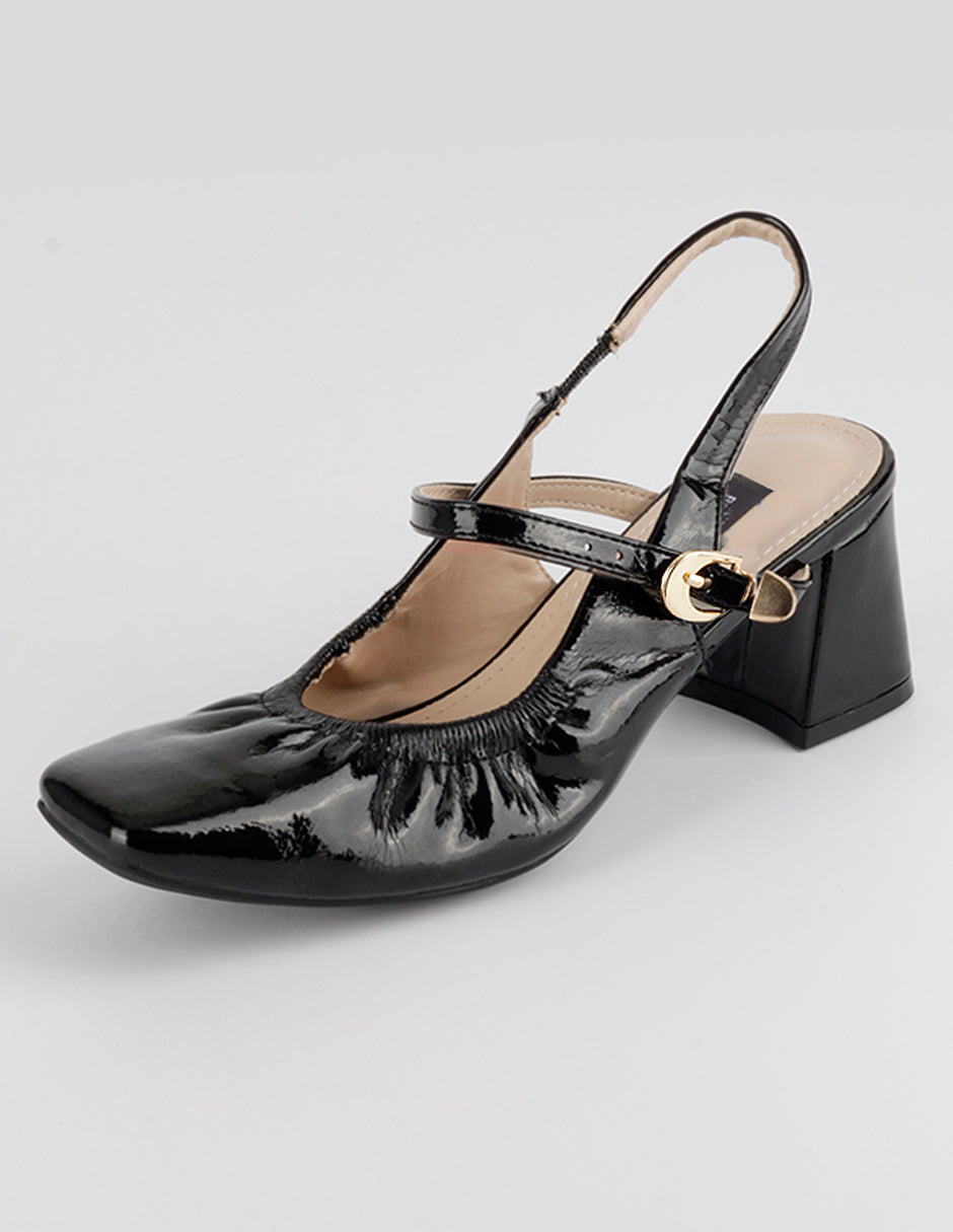 Zapatillas Slingback en Charol – Negro