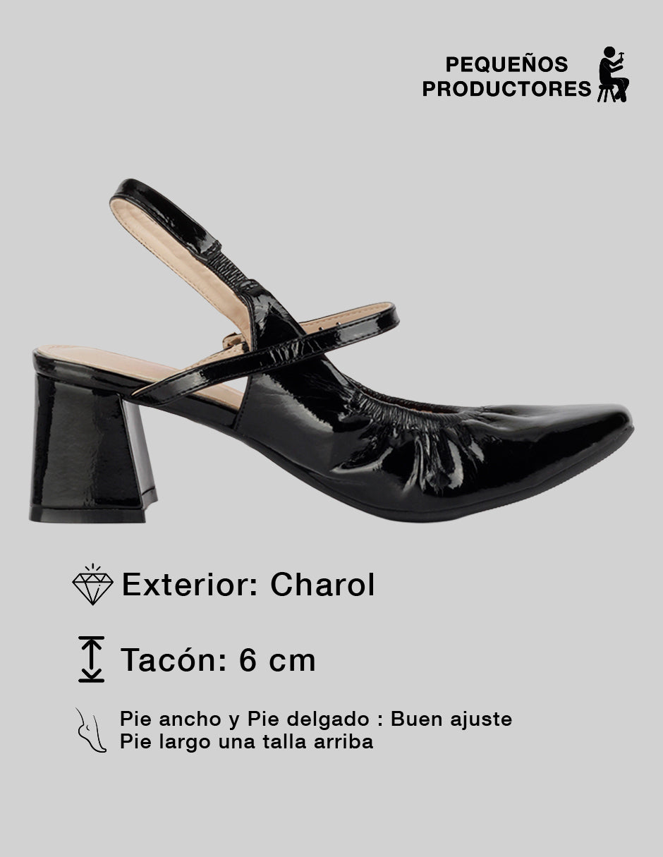 Zapatillas Slingback en Charol – Negro