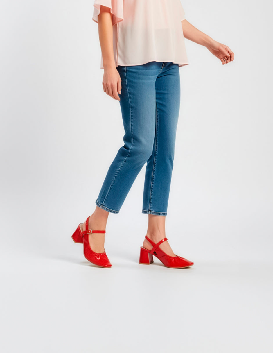 Zapatillas Slingback en Charol – Rojo